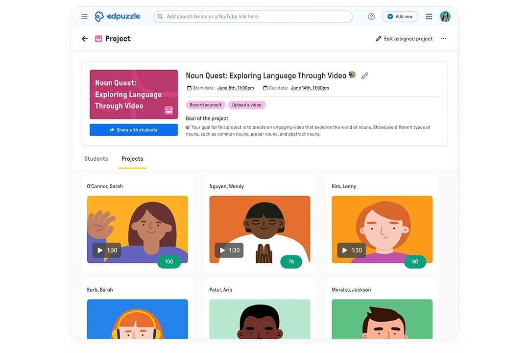 Ideias Edpuzzle - Trabalhos de Grupo